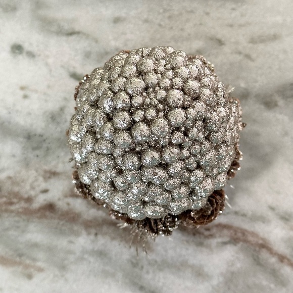 Silver Glitter Decorative Pinecone Acorn - Holiday Christmas Decor - Picture 6 of 9